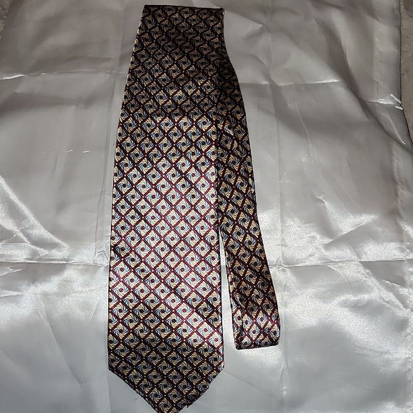 Adolfo Other - Adolfo Red and Blue Silk Tie with Geometric Pattern